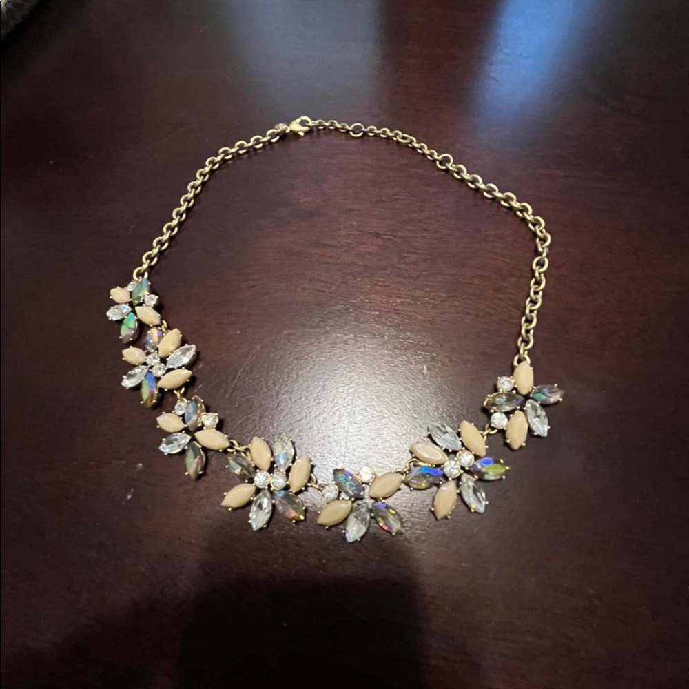 J Crew Statement Necklace Aurora Borealis and Taupe
